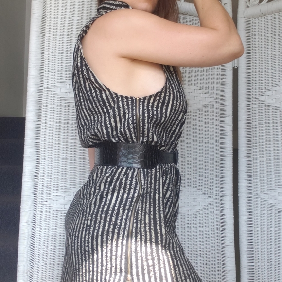 Minimalist Stripe Dress with zippers - Picture 6 of 9